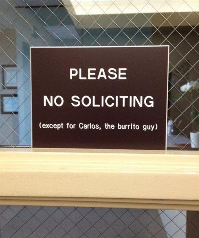 Funny No Soliciting Sign Burrito
